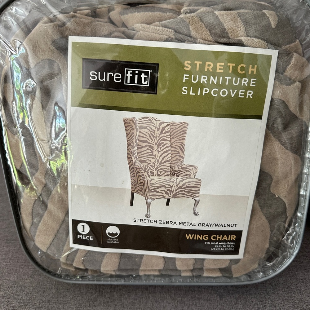 Sure Fit Stretch Slipcover - Gray and Tan